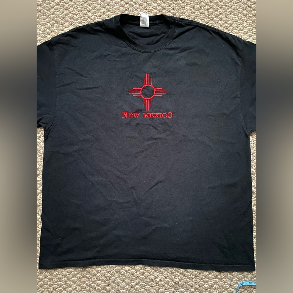 New Mexico Red Embroidered Black 2XL Short Sleeve Tee